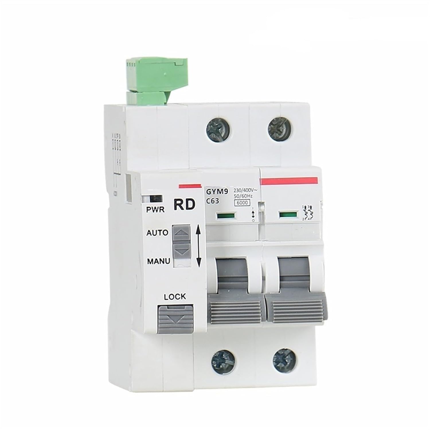 Wyłącznik szynowy Din GYM9 2P z automatycznym resetowaniem Wyłącznik automatyczny wyłącznik automatyczny Home 63A Automatyczny reset Reconnector 1 sztuka (kolor: GRD9M-R-AC220-AUTO, rozmiar: 2PMCB40A