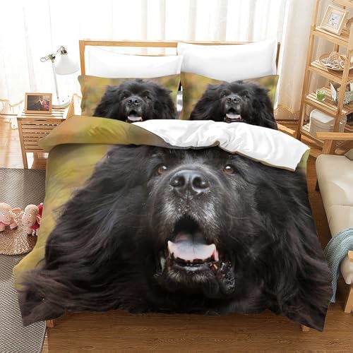 Ensemble de literie chien imprimé 3D super king, housse de couette microfibre douce