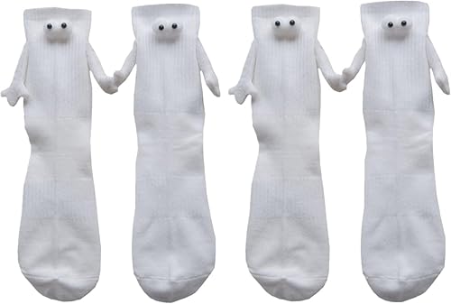 2 pares de divertidos calcetines magnéticos para parejas, muñeca de mano, calcetines negros y blancos para hombres y mujeres, novedosos dibujos