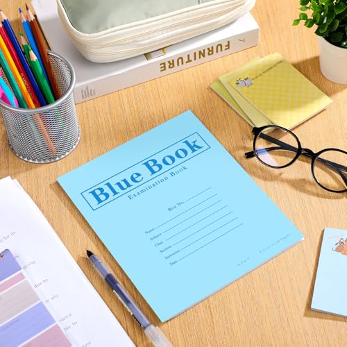 Skyygemm Pacote com 20 livros azuis para exames, 21,6 cm x 17,8 cm, 8 folhas com 16 páginas, livro d