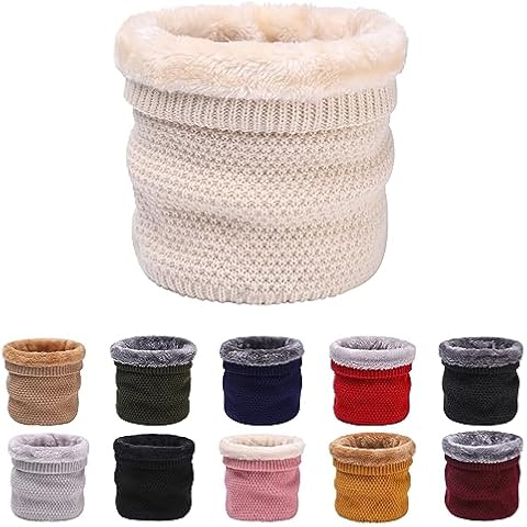 Pukavt Winter Knitted Neck Gaiter For Men And Women Neck Warmer Windproof Ski Mask Face Scarf for Cold Weather Outdoor Sports-Off-white Cover