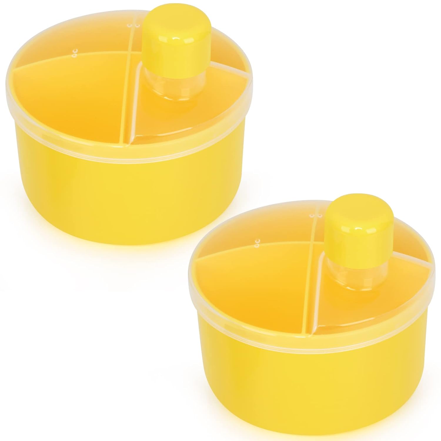 Accmor Formula Dispenser On The Go, Non-Spill Rotating Four-Compartment Formula Container To Go, Milk Powder Snack Storage Container for Infant Toddler Travel Outdoor, Yellow, 2 Pack