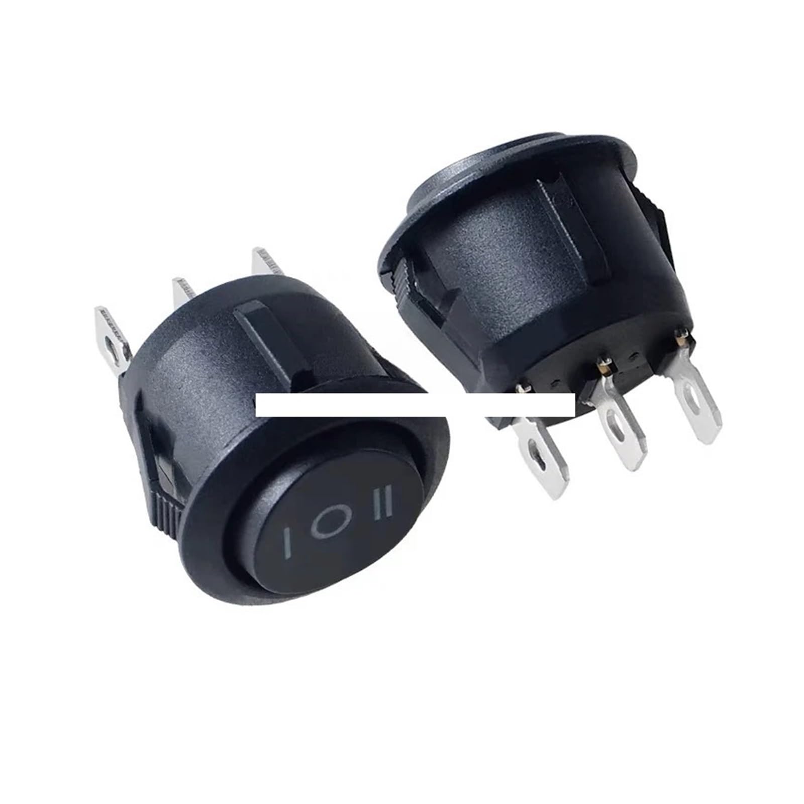 BKGWCSOR 10Pcs 23mm Round Black 3 Pin 10A/125V 6A/250V AC 3 Position SPDT ON-OFF-ON Rocker Switch Snap-in Switches