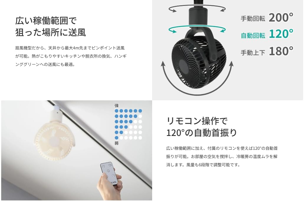 Amazon.co.jp: スワン電器 ダクトレール専用小型レールファン 首振り