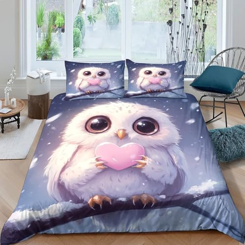 Housse de couette chouette cœur pour déco famille 260x220 - 4