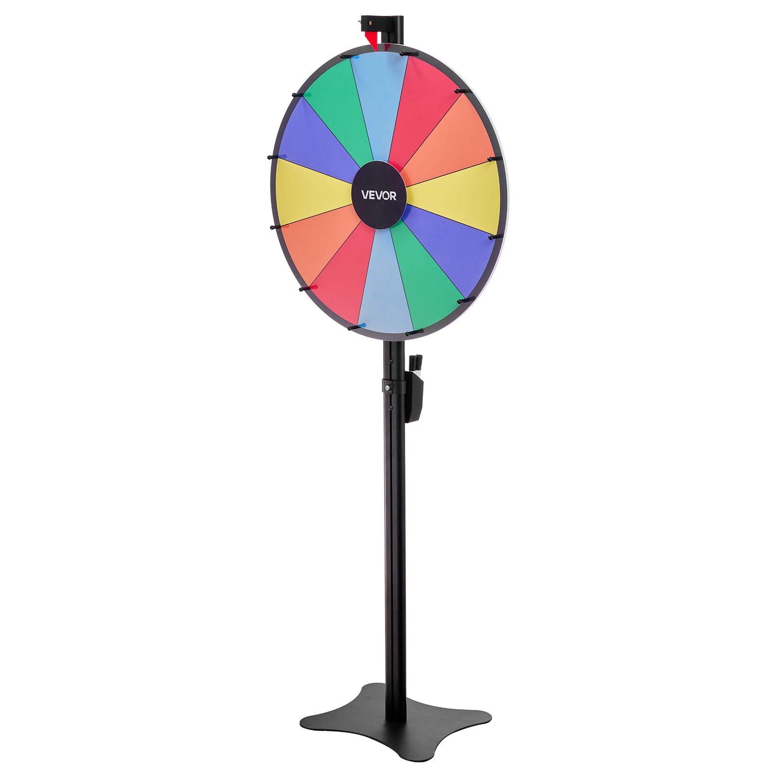 VEVOR Roue de Fortune, 610 mm, Roue de la Chance avec Support à Hauteur Réglable, 12 Secteurs en 6 Couleurs, Jeu pour Fêtes, Salons, Carnavals, Foires, avec Effaceur et 2 Marqueurs