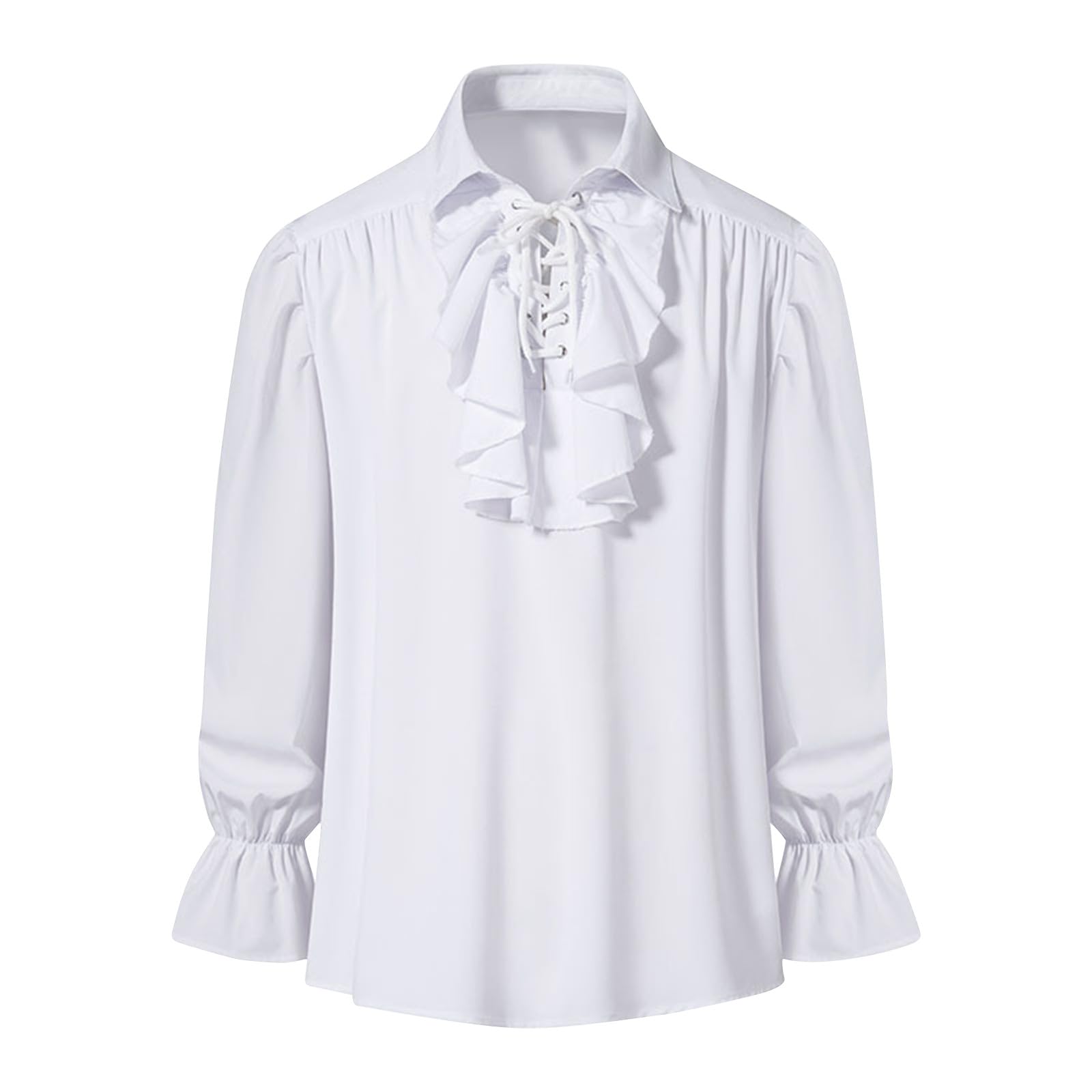 AEGJEGVD Men Gothic Shirts Clearance Retro Frilly Neck Long Sleeve Victorian Ruffled Inner Shirt Halloween Stage Costume Gentleman Medieval Court Dress Shirt Renaissance Steampunk Blouses Tops S-5XL
