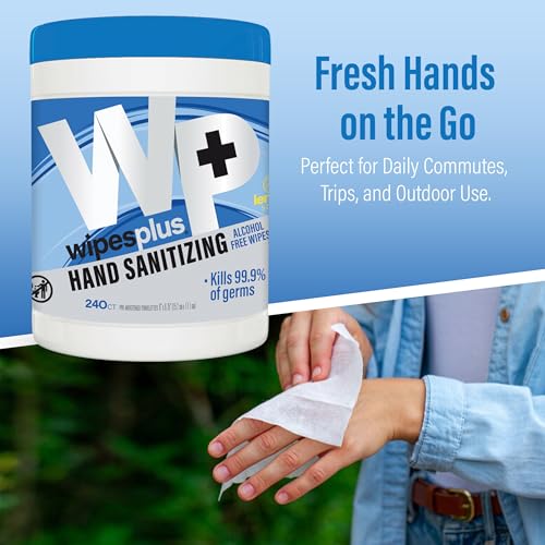 Image of WIPESPLUS Hand Sanitizing Wipes Canister Alcohol Free for Home and Business, 240 Count