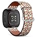 CJBROES Replacement Leather Watch Band, Compatible with Fitbit Versa 3 and Fitbit Sense of Wristband Bracelet Accessory - Lychee Watercolor
