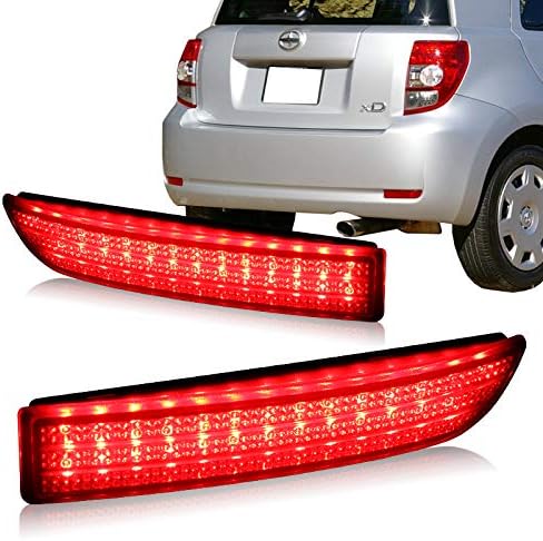EPARTS 1 Pair Red LED Rear Bumper Reflector Light Bumper Tail Brake Stop Lamps Fit For 2006-2012 Toyota RAV4 / 2008-2012 Scion xD