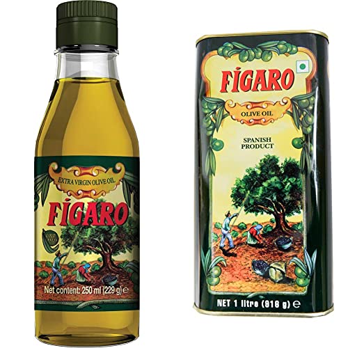 Image of Figaro Extra Virgin Olive Oil, 250ml + Figaro Olive Oil Tin, 1L