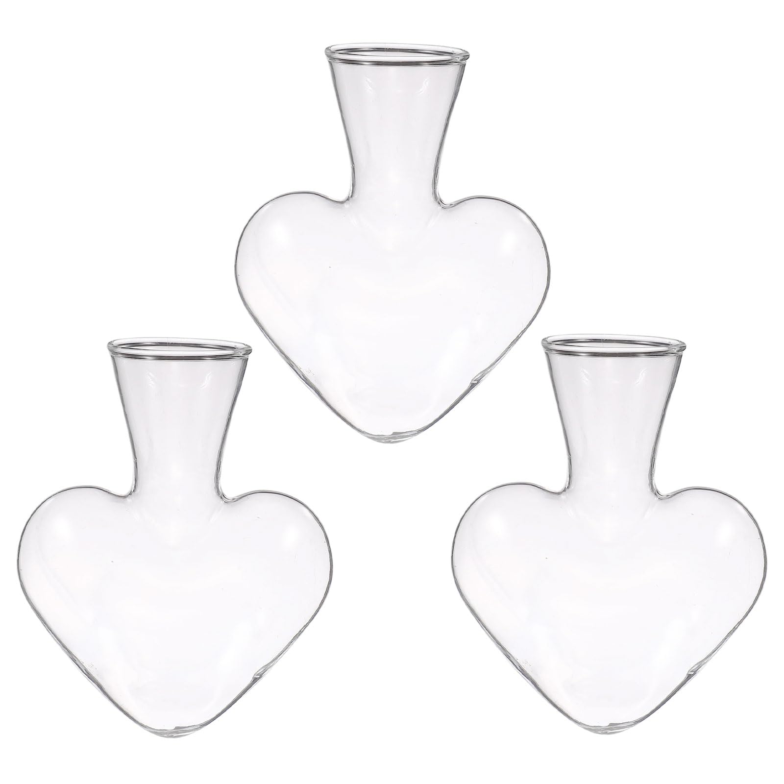 M METERXITY 3-Pack Propagation Vases, Heart-Shaped Glass Propagation Stations for Indoor Plants/Desktop Decor/Home Garden, Plants Terrariums Hydroponic Vases [Clear]