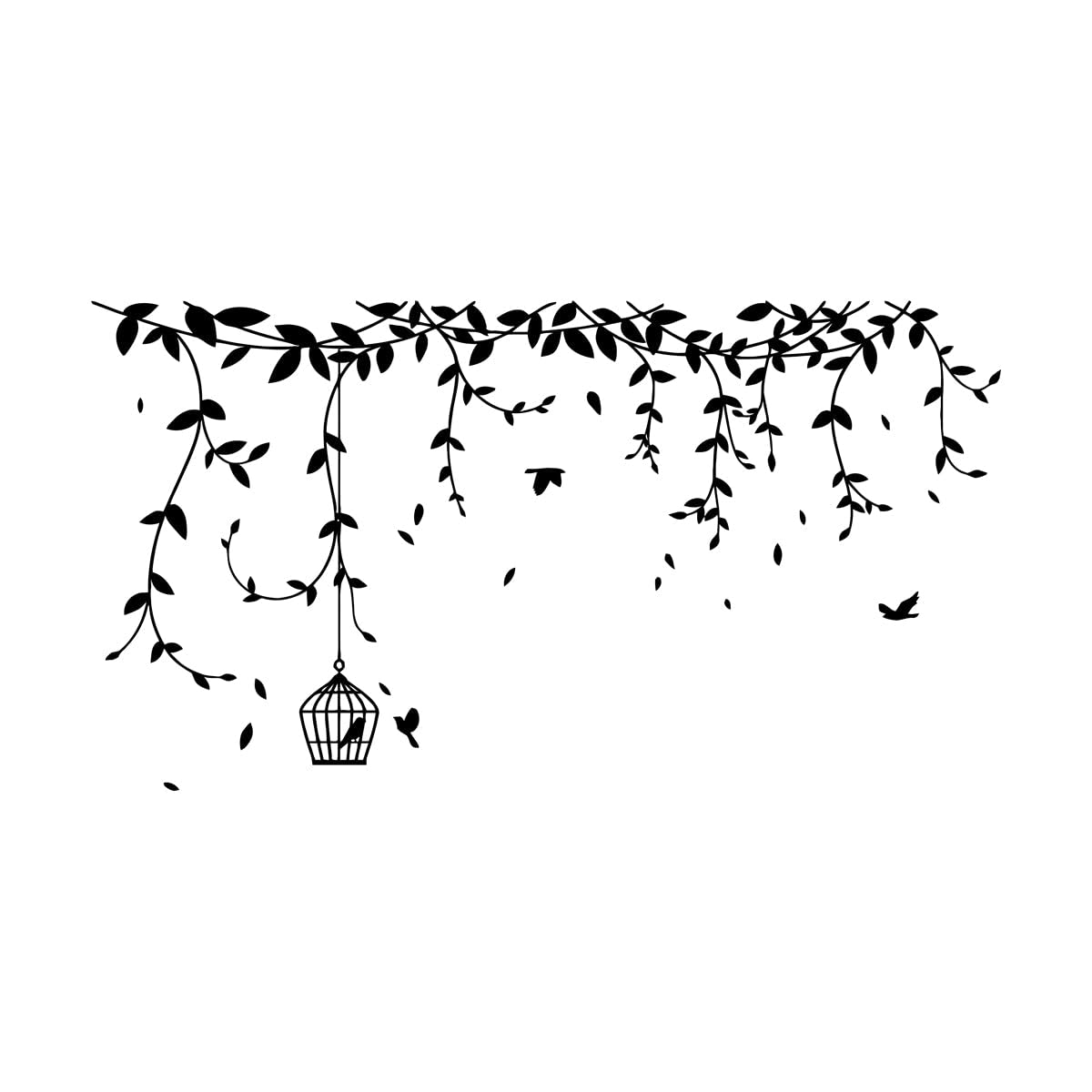 Fine Carving Decals Bird's Cage Branches Natural Style 48x88.5cm Self Adhesive Large Black