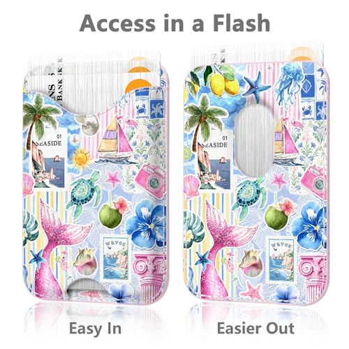 Image of Tropical Magnetic Wallet Compatible with Magsafe Wallets for iPhone 17 /16 /15 /14 /13 /12 Series Pro Max Plus Cute Phone Summer Holidays Mag Safe Fit 3 Cards for Women Lether Island Picnic