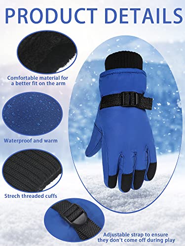 Eurzom 3 Pairs Kids Winter Gloves Warm Waterproof Windproof Adjustable Snow Ski Gloves for Outdoor Sports 8-15 Years Girls Boys Youth3