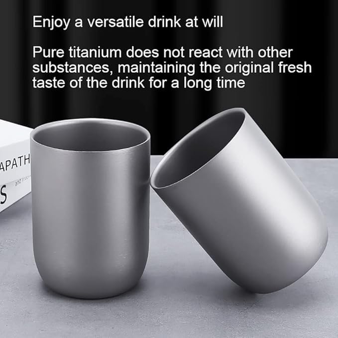GUANGJUYUAN Double Walled Titanium Cup Insulated Mug Anti-scalding Outdoor Camping Tableware 240ml