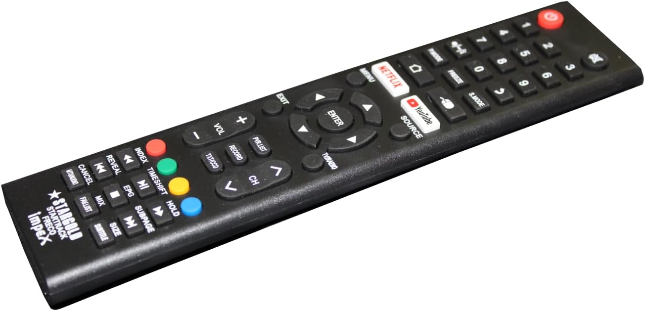 Replacement Remote control compatible with IKON Impex Geepas Stargold Startrack LCD LED Smart Televisions with dedicated YOUTUBE & NETFLIX buttons