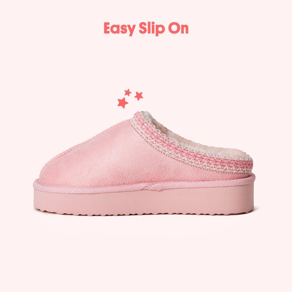 FabKids Kids' Platform Fuzzy Slippers