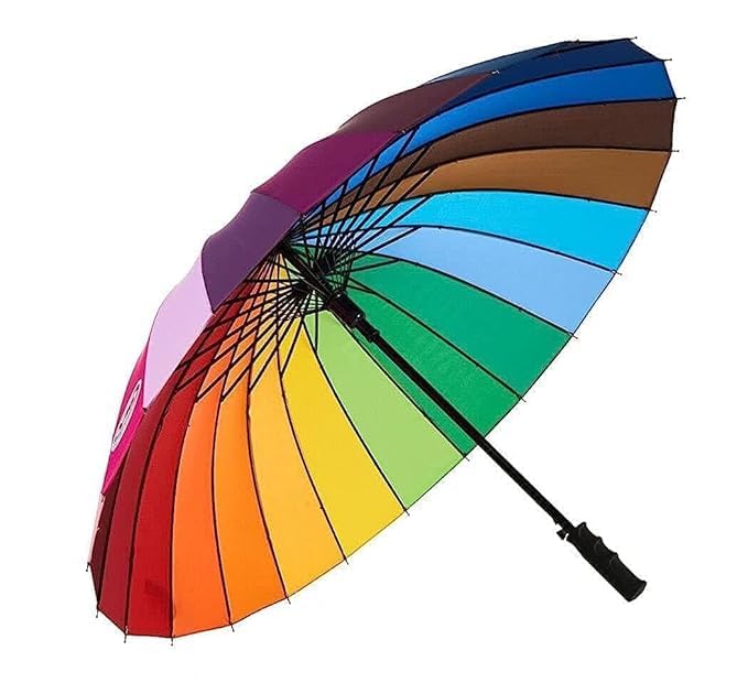 517aelLE8IL PRYTA Rainbow Umbrella Big Size 16 Ribs Rainbow Umbrella Stylish Colorful Rainbow Umbrella for Kids Woman and Men Windproof Rainbow Umberalla Auto Open And Manual Close Anti-UV.