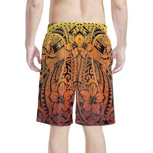 Polynesian Style Prints Mens Shorts Casual Mens Athletic Shorts Samoa Print Colorful Hemp Leaves Men's Shorts4