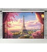 Yeele Paris Eiffel Tower Backdrop - 20x10ft Romantic Purple Flowers Photography Background