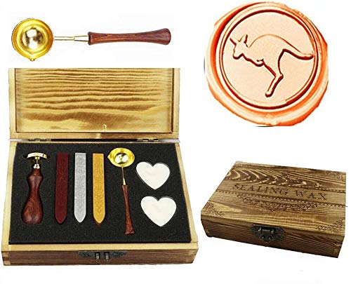 Coffret cadeau cachet de cire vintage avec accessoires en bois pour loisirs créatifs et fêtes