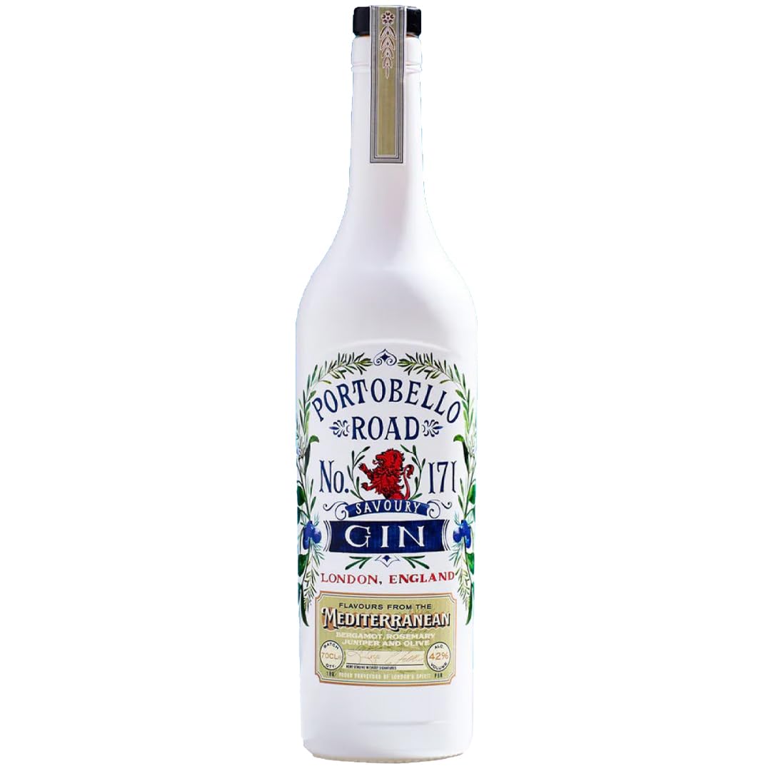 Portobello Road Savoury Gin 70cl, 42% ABV | Premium Craft, Mediterranean style with botanicals including: bergamot, rosemary, basil and green olive |