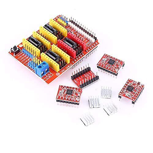 CNC Shield Expansion Board + 4Pcs A4988 Kühlkörper Schrittmotortreiber mit Kühlkörpern für Engraver 3D Drucker MEHRWEG VERPACKUNG socialme-eu – Bild 5