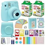 Fuji Instax Mini 9 Instant Camera ICE Blue w/Case + Fuji Instax Film Value Pack (40 Sheets) for Fujifilm Instax Mini 9 Camera + Accessories, Color Filters, Photo Album, Selfie Lens + More