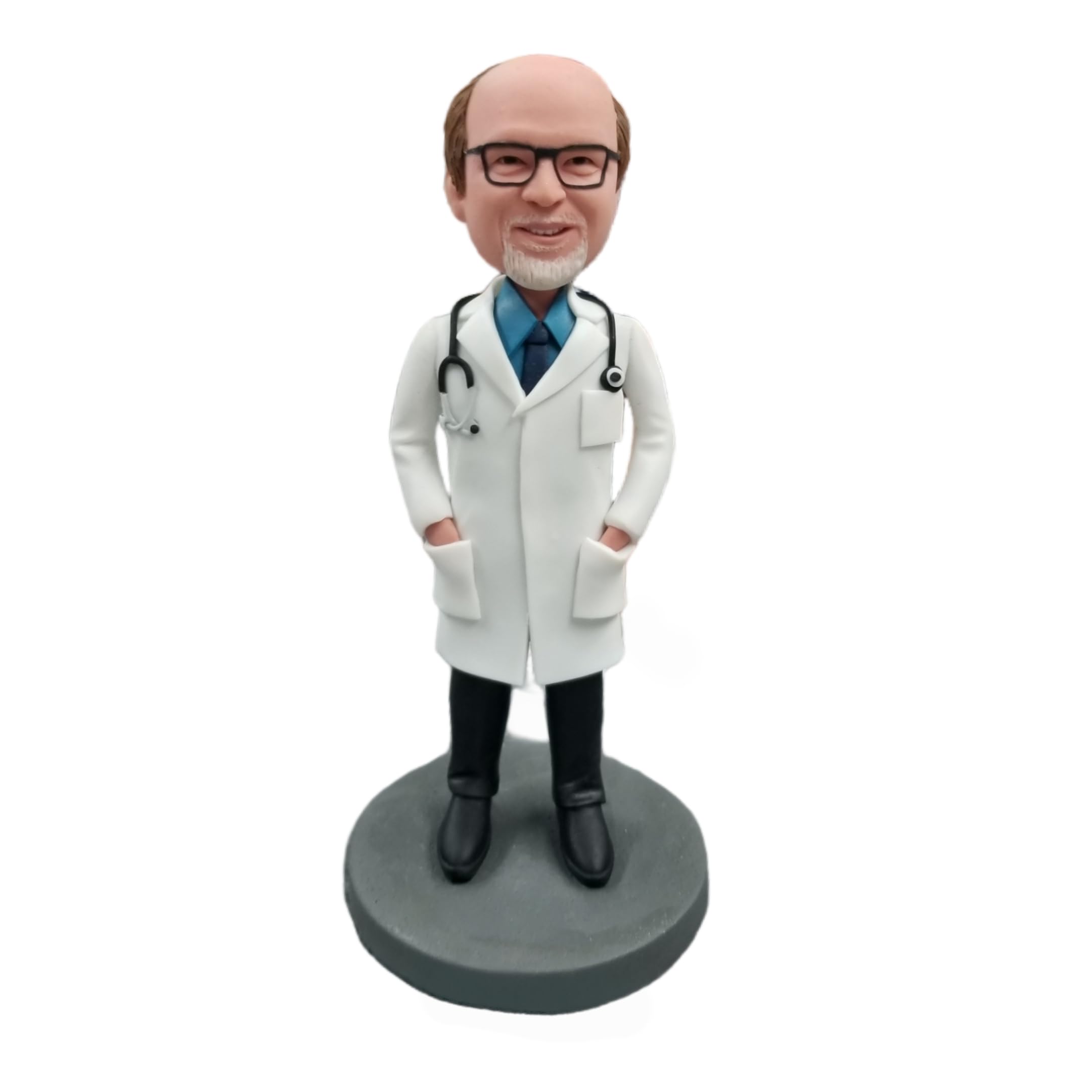Custom Wackelkopf, 3D Figur aus Foto, Wackelköpfe männlicher Arzt mit Stethoskop, personalisierte handgefertigte Statue, Geschenk für Ärzte, medizinisches Personal, Büro und medizinische