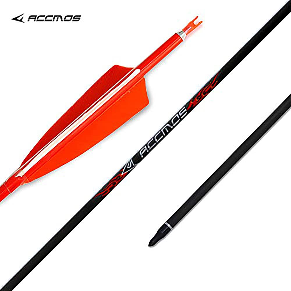 ACCMOS Spine 800 Flechas de Carbono 31" con 4" Pluma Natural, para Arco Largo Arco Recurvo Arco Compuesto Tiro al Arco Caza 12pz (12pcs, Spine 800)