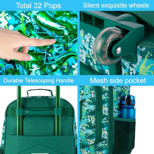 Image of CCJPX Kids Suitcases for Boys, Cute Dinosaur Luggage Rolling with Wheels, kids carry on luggage for Children Toddler Elementary - Green