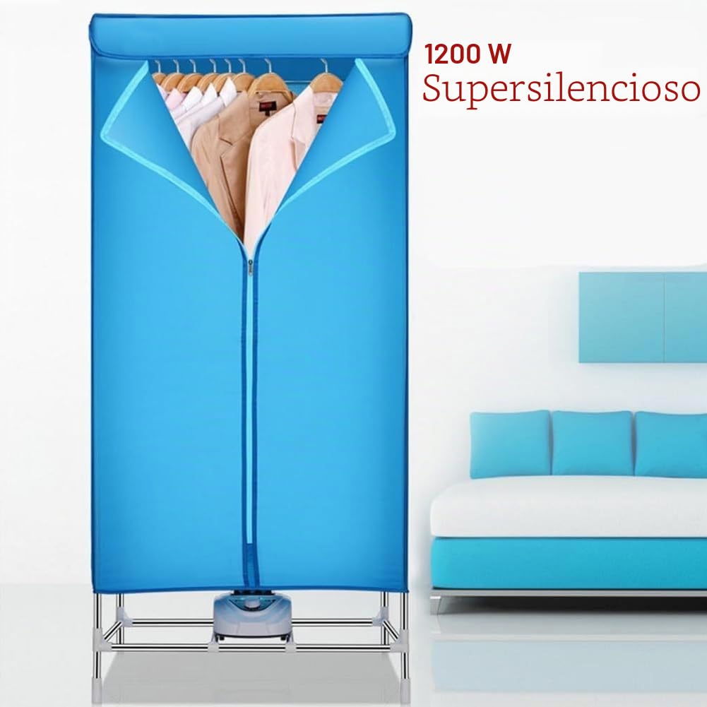 Bakaji Secadora eléctrica de armario, secador de ropa de aire caliente, potencia 1200 W con temporizador, 180 min, dimensiones 65 x 45 x 138 cm