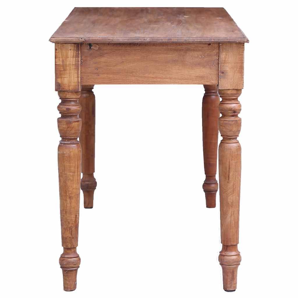 Scrivania con cassetti in legno massiccio riciclato, 117 x 57 x 75 cm, rustica, compatta, per home office, computer e gaming, versatile, utilizzabile come tavolino o tavolo consolle