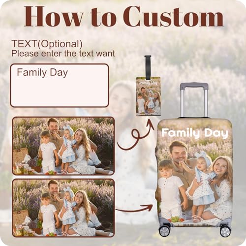 Custom Luggage Cover Personalized Suitcase Protector Add Photo Text Logo Image Customized Suitcase Cover Double-Sided Printing Luggage Sleeve for Travel Business (Style 01, L)2