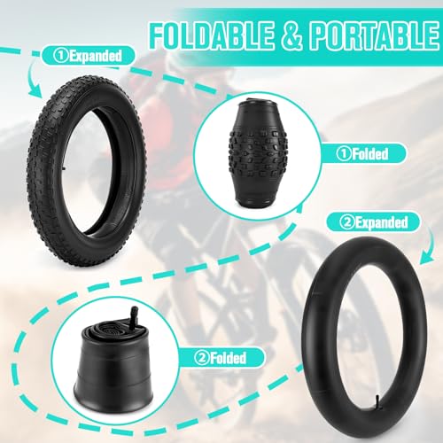 20/26×4.0 Fat Tire for Ebike and MTB, High-Performance 26/20×4.0 Fat Tires Set with 20×4 Tire Tube Puncture Proof, Heavy Duty 20×4 Bike Tires Durable All-Terrain