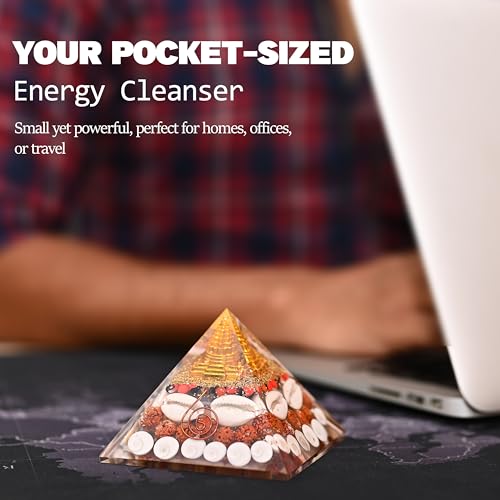 Image of HindCraft Positive Energy Items for Home - Lakshmi Pyramid 75 mm with Shree Yantra, Gomati Chakra & Rudraksha | Vastu Feng Shui Set for Wealth, Prosperity & Harmony