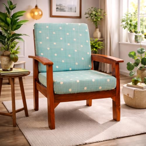 Image of STITCHNEST 'Contour Fit Series' Stretchable Printed Wooden Sofa Cover (Pack of 6) - Elastic Wooden Chair Cover | Wooden Sofa Seat Cover | Size - 20-21 x 20-21 x 3-5 in
