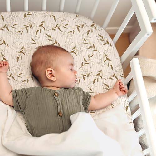 Image of lulumoon Baby Bassinet Sheets Muslin: Cotton Bedside Bassinet Sheets Floral for Girls - Fitted for Bedside Sleeper Mattress