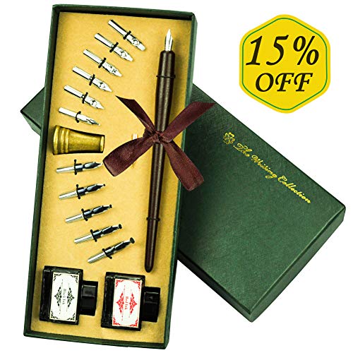Calligraphy Pen,VIVI SKY Calligraphy Ink Pen, Wooden Dip Pen Kit,Antique Calligraphy Art Set