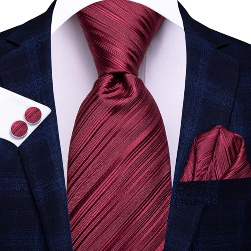 Image of Hi-Tie Men's Tie Sets Silk Paisley Striped Necktie Pocket Square Cuff-links Sets Wedding Business Holiday