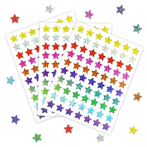 2100 Stück Glitzer Sterne Sticker 10 Farben 1 5cm Bunt Belohnung Stern Aufkleber Glitzer Sticker Selbstklebend für Belohnungssticker DIY Kalende Handwerk Scrapbooking