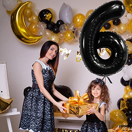 Image of KatchOn, Giant Black Number 6 Balloon - 40 Inch | 6th Birthday Balloon