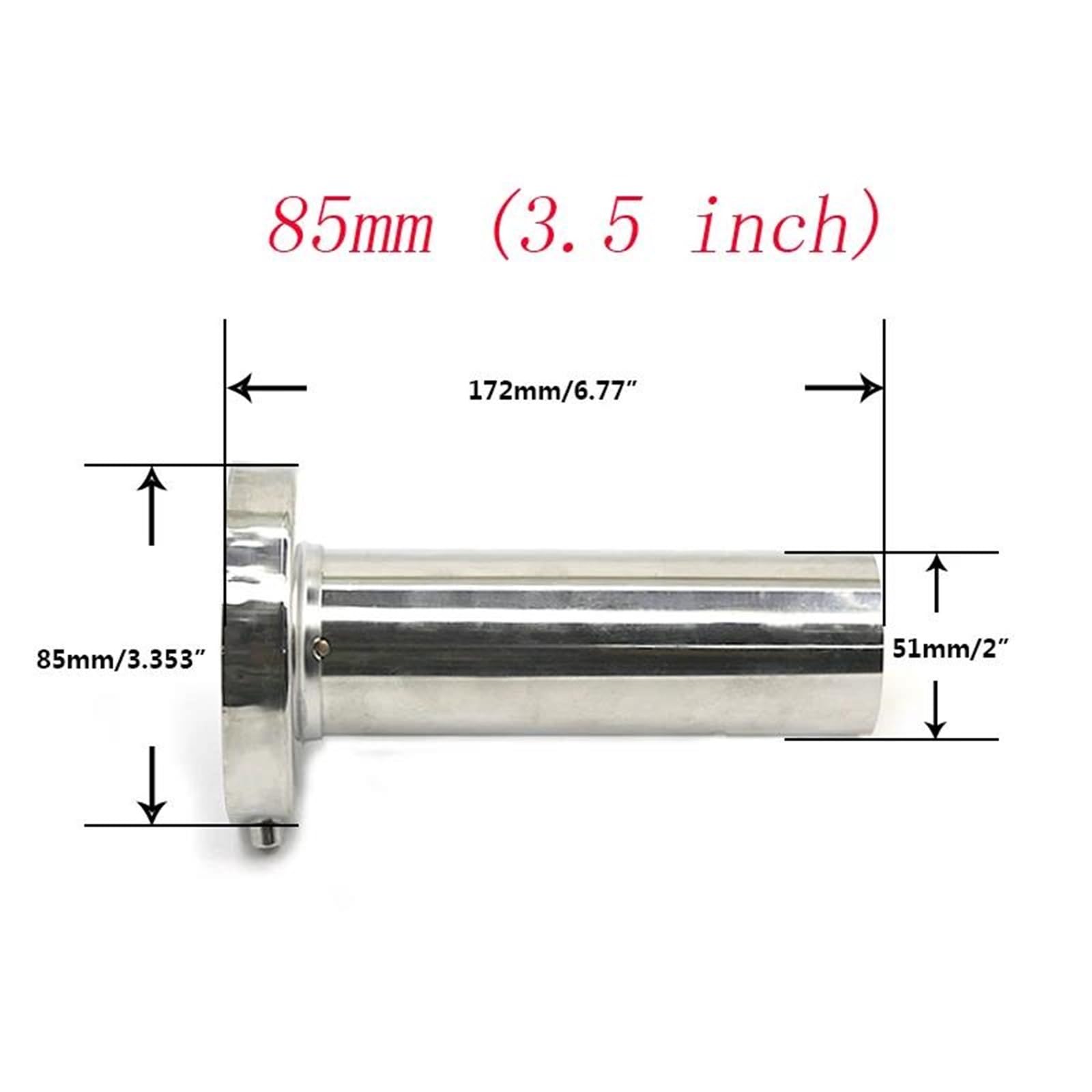 Auspuff Schalldämpfer Edelstahl Verstellbarer Auspuffschalldämpfer Universal 85 Mm 3,5 Zoll / 98 Mm 4 Zoll / 110 Mm 4,5 Zoll Auto-Chrom-Auspuffschalldämpfer Auto-Schalldämpfer(85mm 3.5)