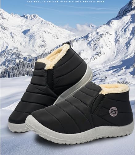 LELEBEAR Vyral Waterproof Winter Boots,Womens Winter Snow Boots Fur Lined Warm Shoes Ankle Boots Slip on2