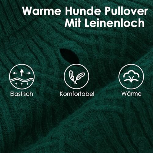 AOFITEE Hundepulli für Kleine Hunde, Dackel Pullover Warme Hundepullover Kleine Hunde mit Rollkragen, Weihnachts Hundepullover Winter Pulli Hund Sweater Strickpullover für Dackel, Mops, Malteser S