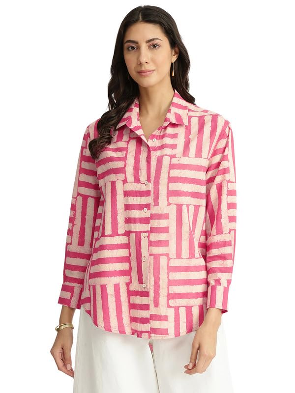 pink fort Cotton Dabu Stripe Play Shirt-picture-45