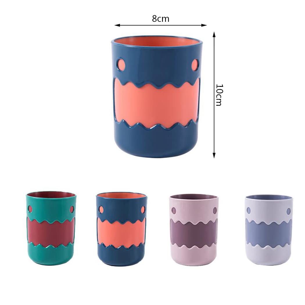 Hoshen cute little monster color matching mouthwash cup, reusable toothbrush holder, bathroom cup, tooth brushing cup, plastic 450ml (1Pcs, Blue) - Image 2