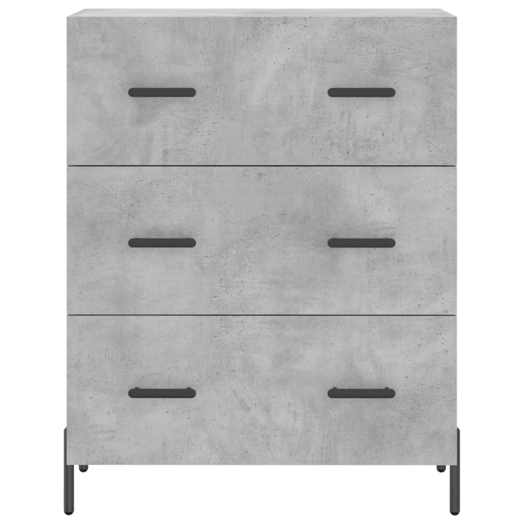 Credenza grigio cemento, 69,5 x 34 x 90 cm, comò con 3 cassetti