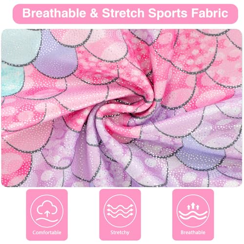 HOZIY Girls Gymnastics Leotards Outfits Sparkly Bow Back Unitards Biketard with Tumbling Shorts Hair band Kids 3-10 Years
